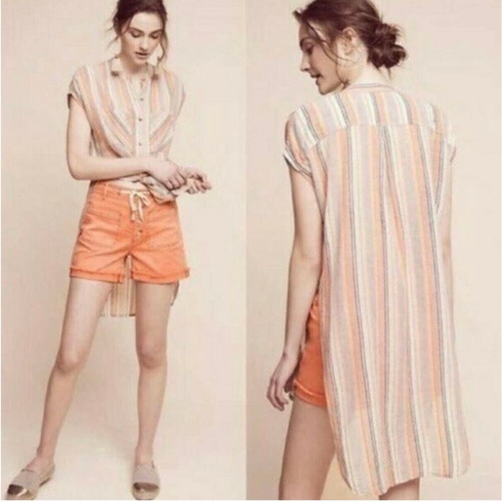 Holding Horses‎ Anthropologie oversized striped sleeveless tunic top S beachy